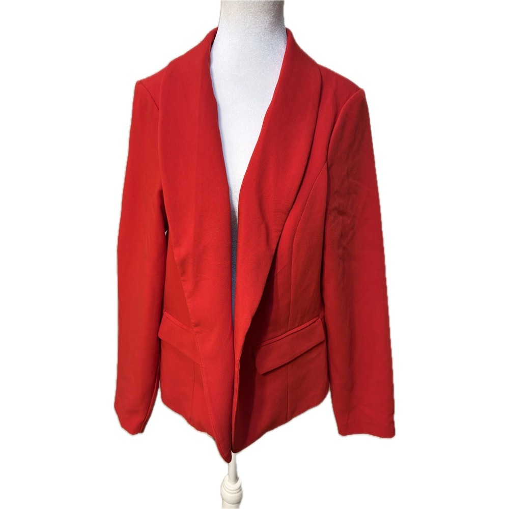 Torrid Red Open Front Shawl Collar Blazer Jacket 1 1X 14-16